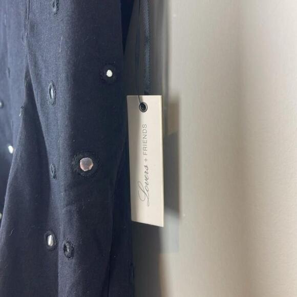 LOVERS + FRIENDS Lulu Mirror Ruffle Black Mini Dress Size Medium New - Picture 6 of 10